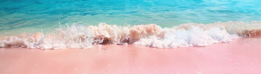 Fototapeta premium Gentle Waves Caress the Pink Sands of an Exotic Beach