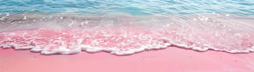 Fototapeta premium Gentle Waves Caress the Pink Sands of an Exotic Beach