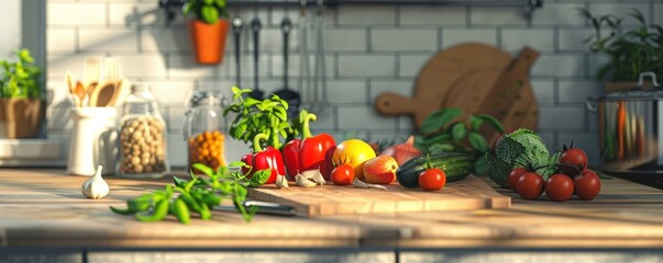 Fresh food on the kitchen table