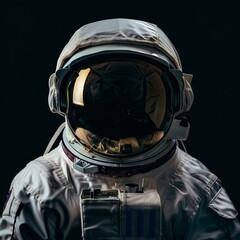 Astronaut in spacesuit on black background.
