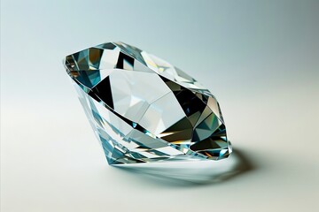 A diamond is shown on a white surface.