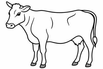 cow line art vector illustration	
