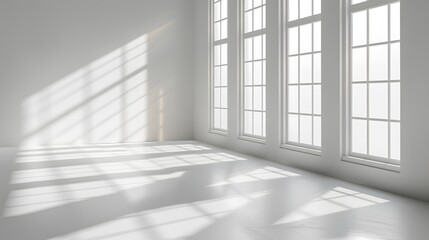 Sunlight Streaming Through Large Windows in a Minimalist Room