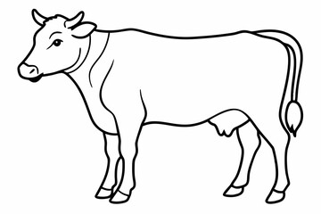 cow line art vector illustration	
