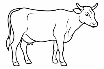 cow line art vector illustration	
