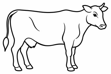 cow line art vector illustration	
