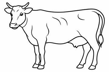 cow line art vector illustration	
