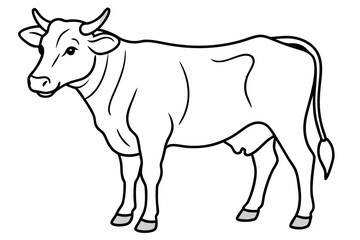 cow line art vector illustration	

