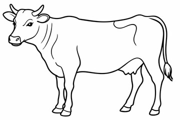 cow line art vector illustration	
