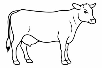 cow line art vector illustration	
