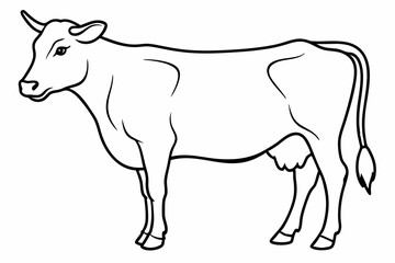 cow line art vector illustration	
