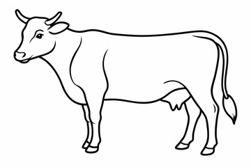 cow line art vector illustration	
