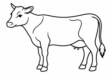 cow line art vector illustration	
