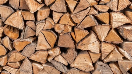 Wooden rounds stacked on a beige background with copy space