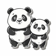 Obraz premium Charming illustration of cute pandas, ideal for children's products and playful branding