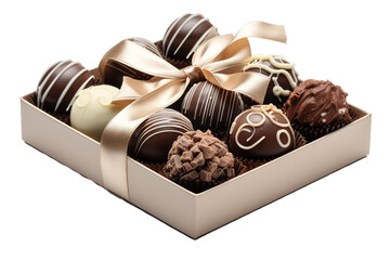 A Wheel of Wonders: A Box of Chocolates Tied With a Velvety Bow on White or PNG Transparent Background.
