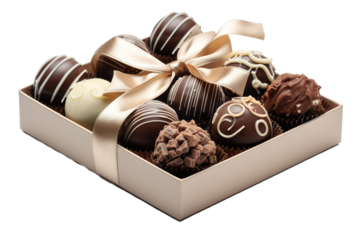 A Wheel of Wonders: A Box of Chocolates Tied With a Velvety Bow on White or PNG Transparent Background.