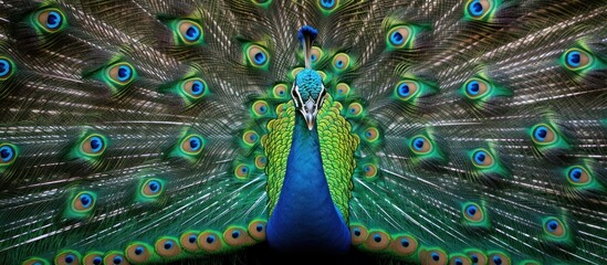 Obraz premium Peacock Displaying its Majestic Feathers