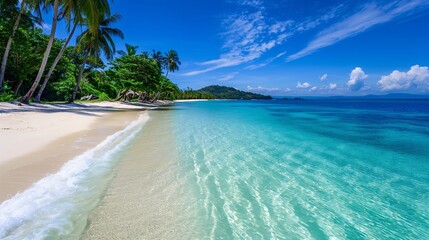 Fototapeta premium A pristine tropical beach with white sand.