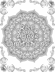 Printable mandala coloring page for kids and adults with motivational quote for self love and self care. it helps to succeed and struggle against life to enjoy the tough journey
