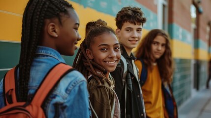 Obraz premium Group of multiracial students at high school