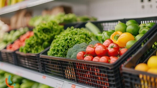 User-friendly marketplace for food shopping, retail with ample copy space, covering all objects, offering seamless experience and deep depth of field. - Powered by Adobe