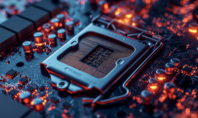 Processor CPU close up. Computer parts