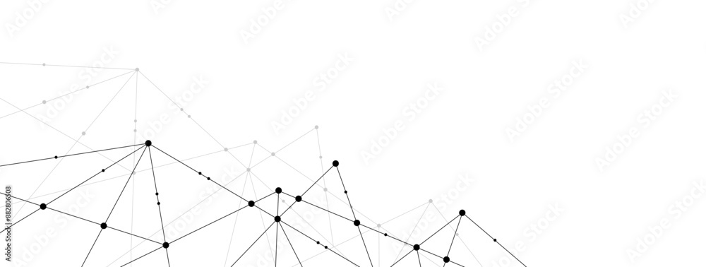 Leinwandbilder Plexus network polygonal connect lines and dots background template. Technology data transfer server global system graphic vector.	
