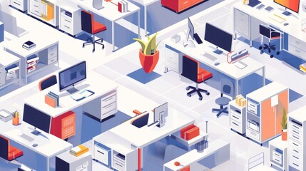 Modern Office Workspace Illustration