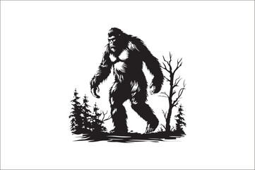 Bigfoot silhouette vector Bundle illustration. Bigfoot silhouette. 