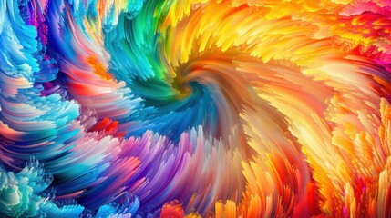 Colorful abstract swirl of vivid paint strokes creating a vibrant and dynamic visual effect, perfect for artistic and creative projects.