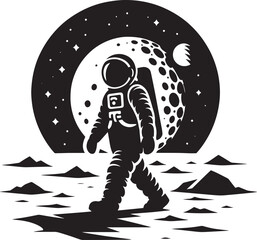 Astronaut in spacesuit and helmet silhouette isolated on a white background © Md Hasan