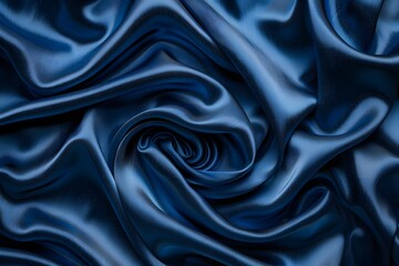 Fototapeta premium Luxurious Blue Silk Fabric with Elegant Folds and Swirls