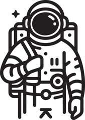 Astronaut in spacesuit and helmet silhouette isolated on a white background