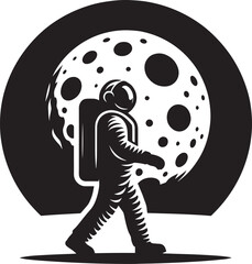 Astronaut in spacesuit and helmet silhouette isolated on a white background