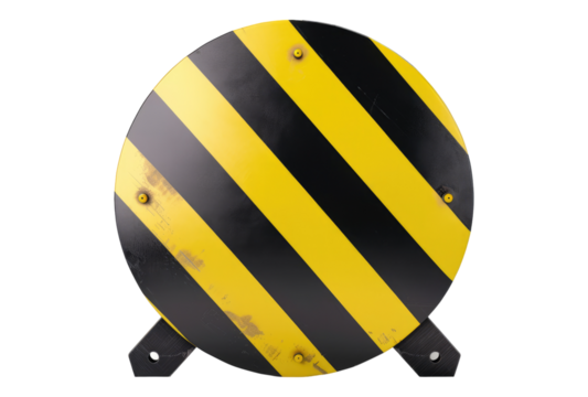 Photo of Black caution warning sign isolated on transparent background