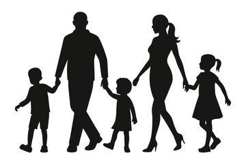 
family silhouette vector isolated on white background, happy family silhouette collection, vector illustration
