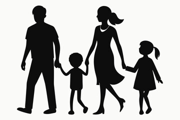 
family silhouette vector isolated on white background, happy family silhouette collection, vector illustration
