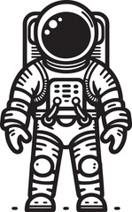 Astronaut in spacesuit and helmet silhouette isolated on a white background