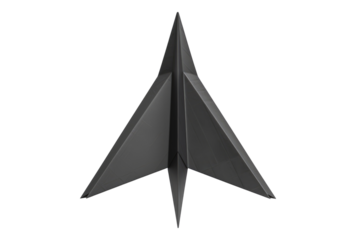 Photo of black paper plane isolated on transparent background