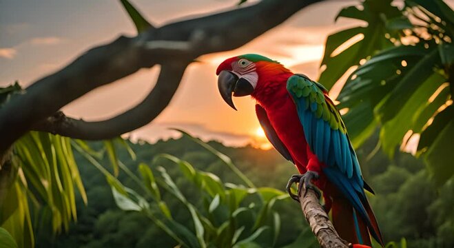 Colorful macaw in the jungle.