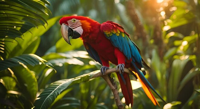 Colorful macaw in the jungle.