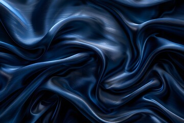 Fototapeta premium Luxurious Dark Blue Silk Fabric with Elegant Folds