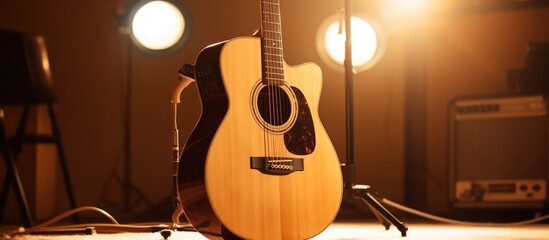 Naklejka premium Acoustic Guitar on Stage