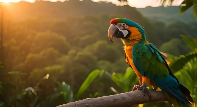 Colorful macaw in the jungle.