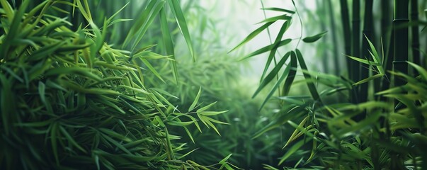Tranquil bamboo forest with gently swaying stalks, 4K hyperrealistic photo