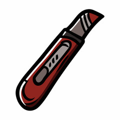 Stationery Knife Hand Drawn Doodle Icon, isolated white background (9)