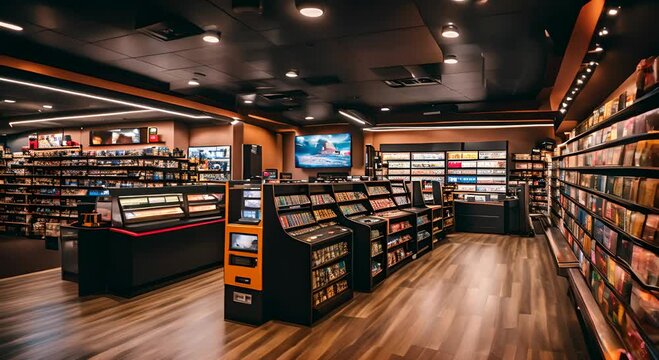 Interior of a video game store.