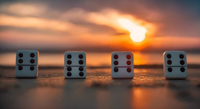 Dominoes at sunset.