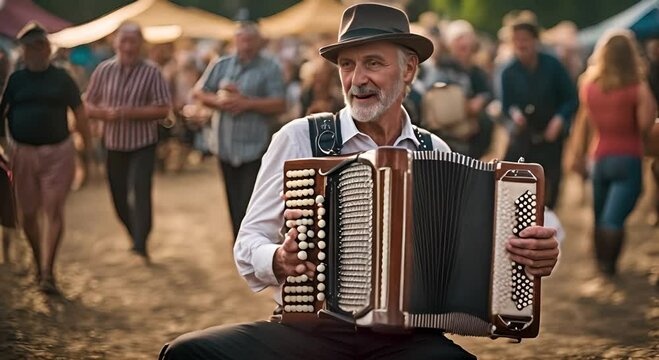 German man playing the accordion.